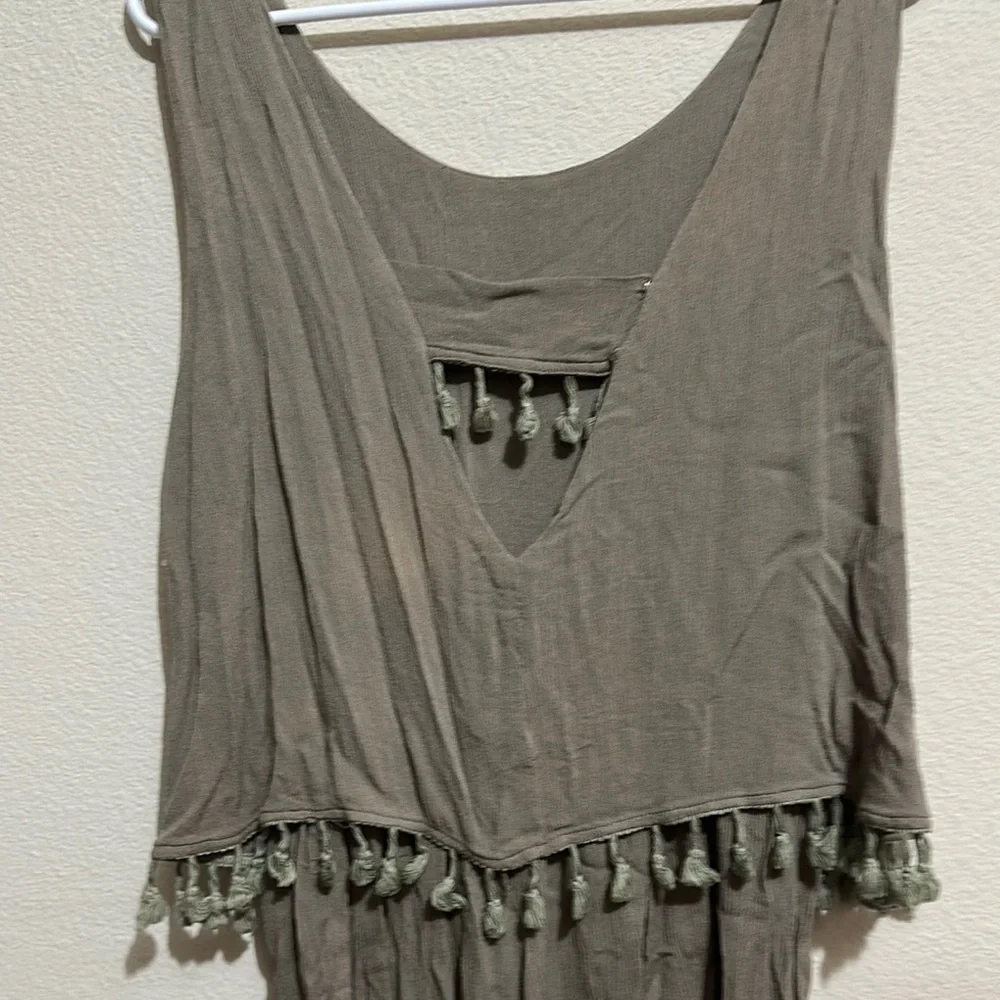 POL Olive Green Sleeveless Romper with‎ Tassels